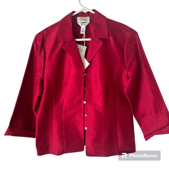 91 NWT Talbots	Pure Silk Wine colored 3/4 sleeve jacket	8 - Picture 1 of 8